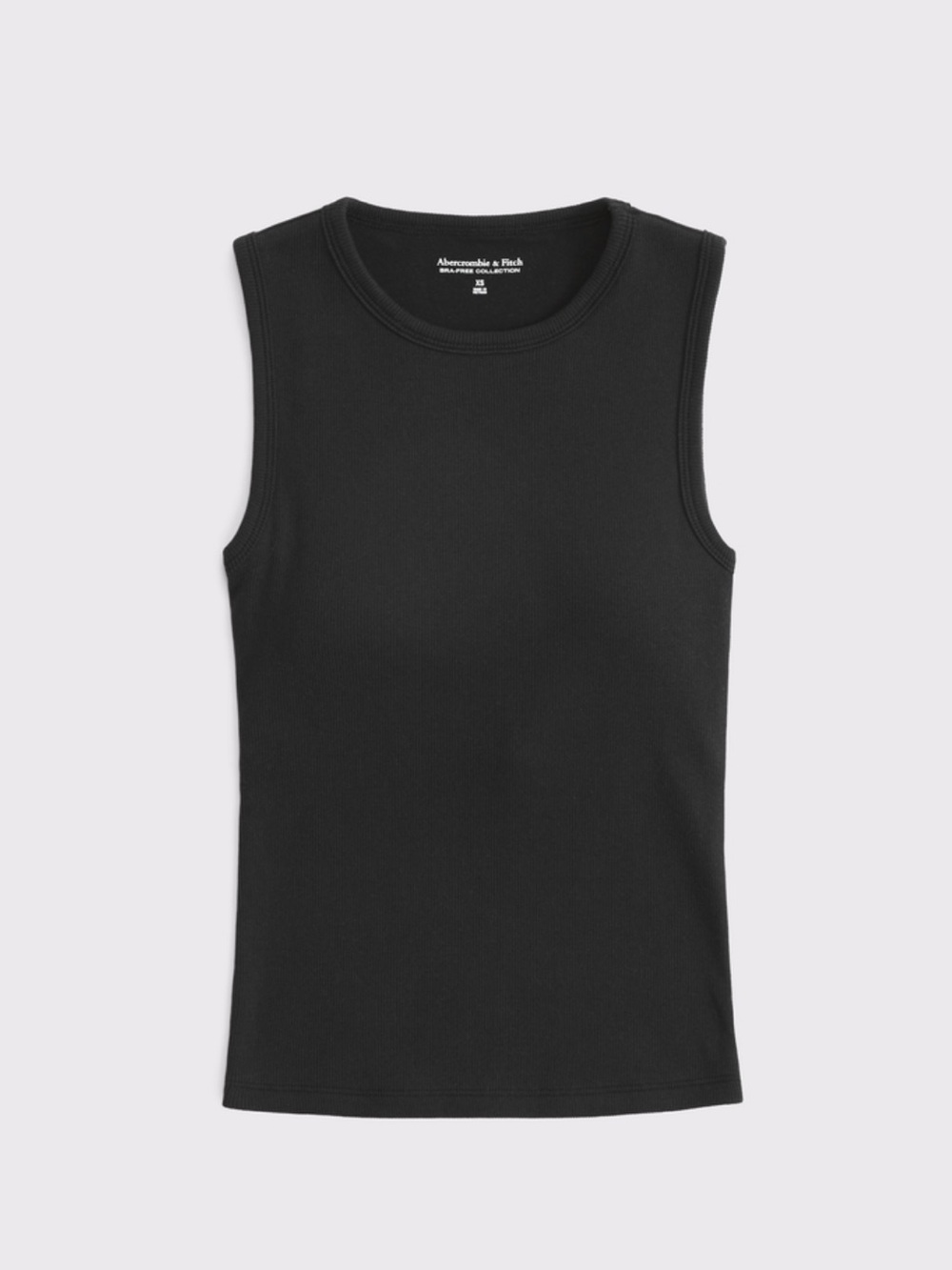 Abercrombie & Fitch Bra-Free Rib High-Neck Tank - Black XS